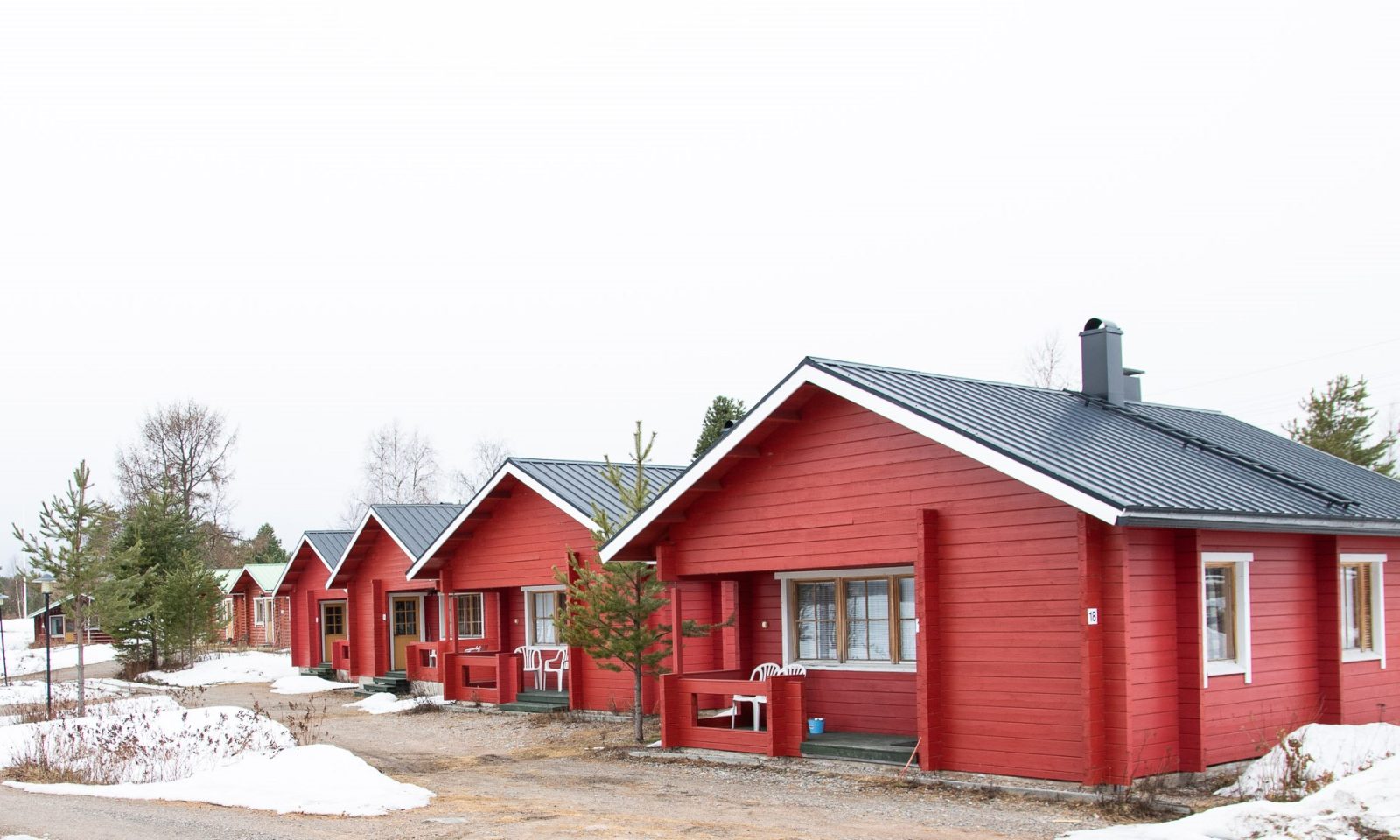 Outside of Vuopaja Chalets in Jauri Resort